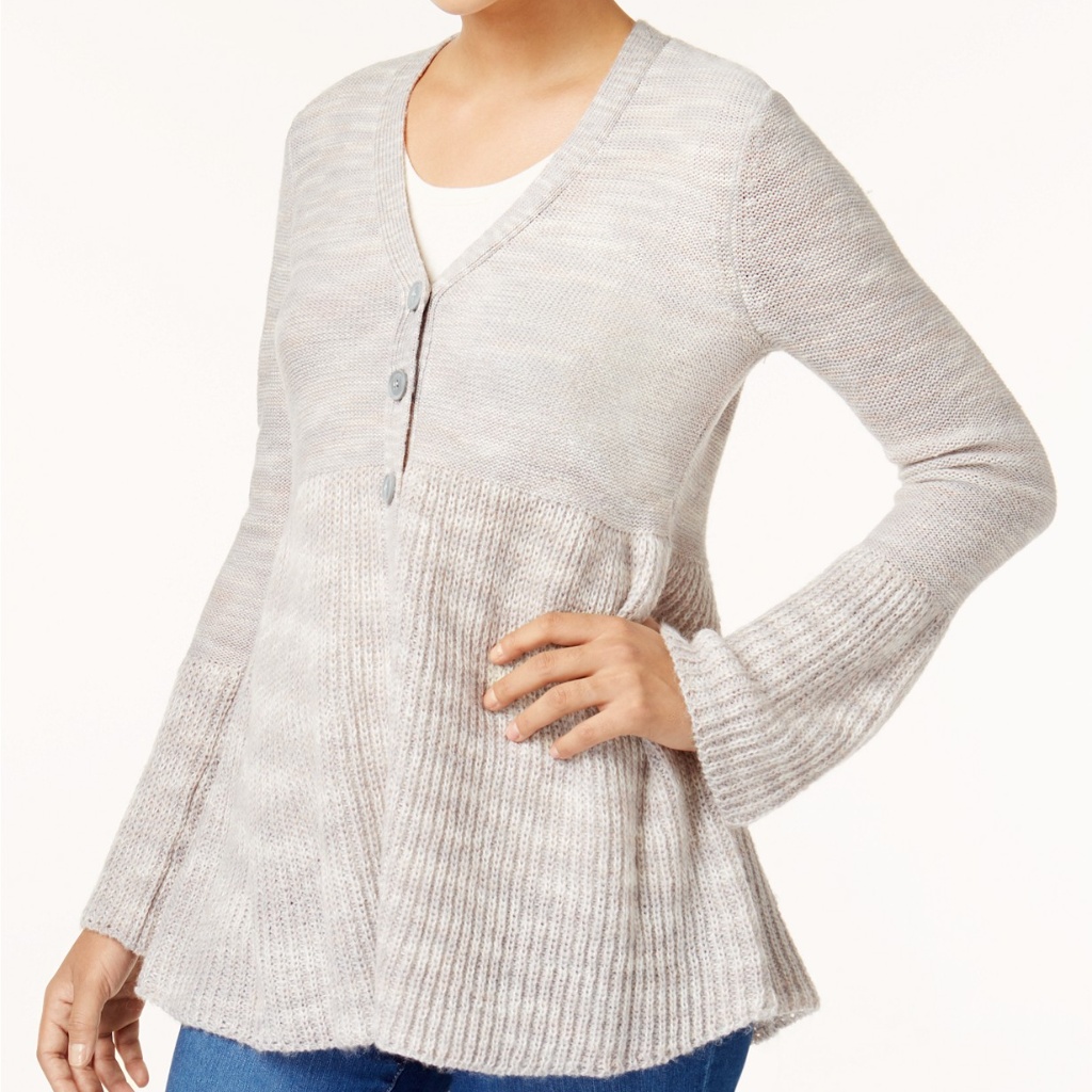 StyleCo Bell Sleeve Babydoll Cardigan Knit Sweate